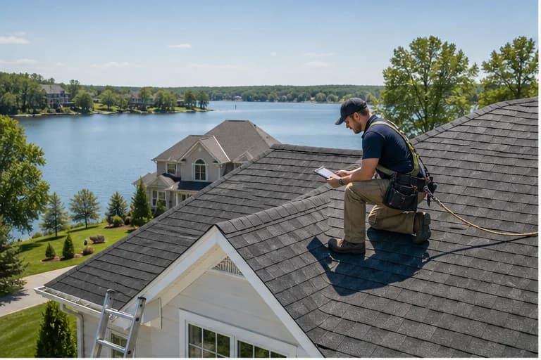 Kaliber Roofing inspection on a clean Cornelius NC roof