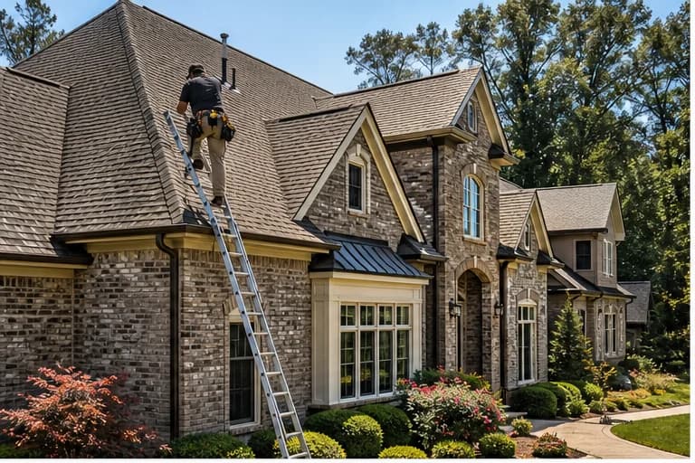 Kaliber Roofing inspection on a clean Marvin NC roof