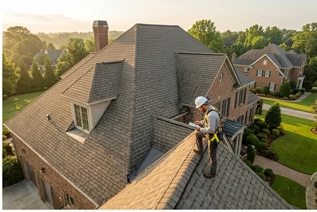 Kaliber Roofing inspection on a clean Weddington NC roof