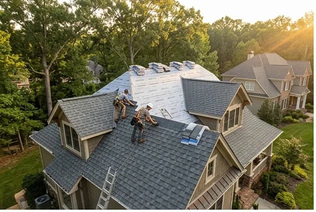 Kaliber Roofing inspection on a clean Wesley Chapel NC roof