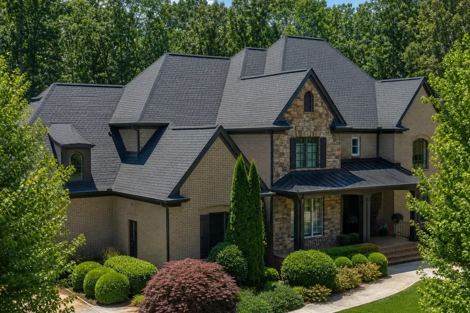 Distinct clean residential roof on a Ballantyne NC home