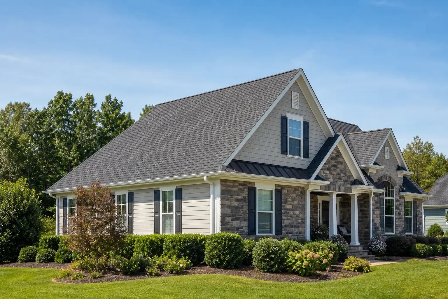 Distinct clean residential roof on an Indian Trail NC home