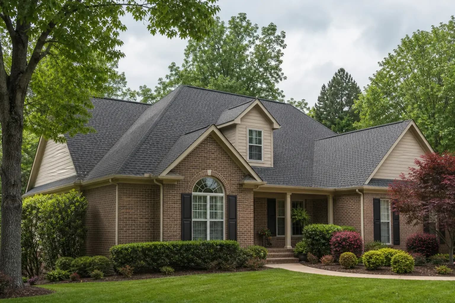 Distinct clean residential roof on a Matthews NC home
