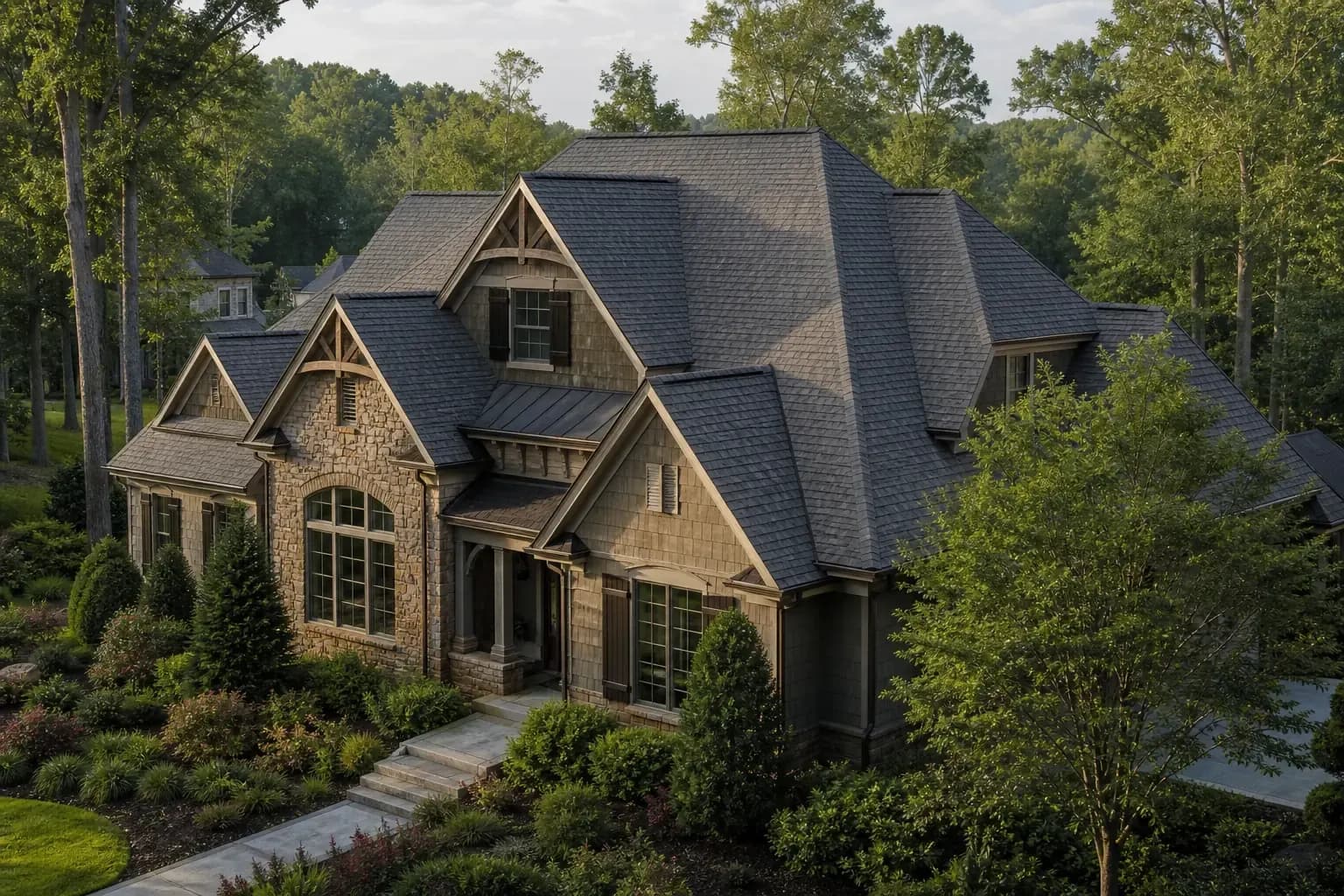 Distinct clean residential roof on a Waxhaw NC home