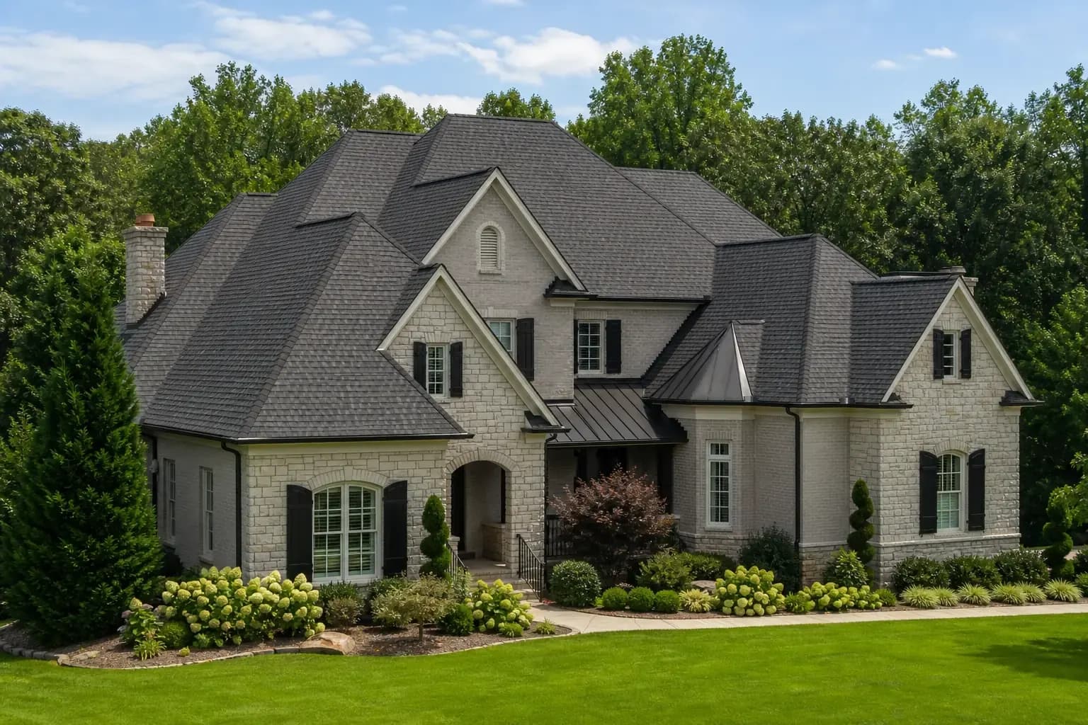 Distinct clean residential roof on a Weddington NC home