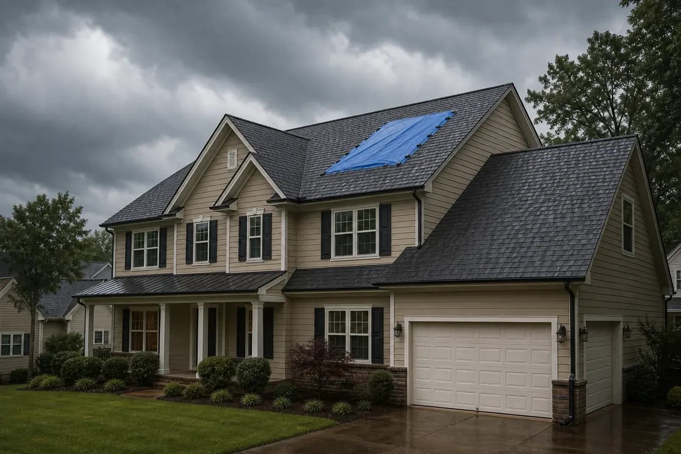 Should I Tarp My Roof After a Storm in Charlotte NC? - Kaliber Roofing Charlotte NC