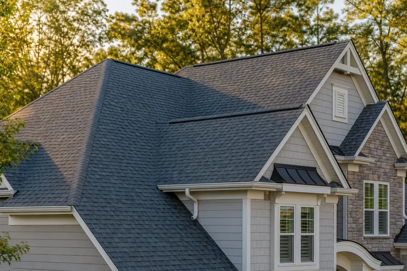Charlotte NC home roof used for a roof inspection frequency guide with no people, ladders, tools, vehicles, or equipment visible