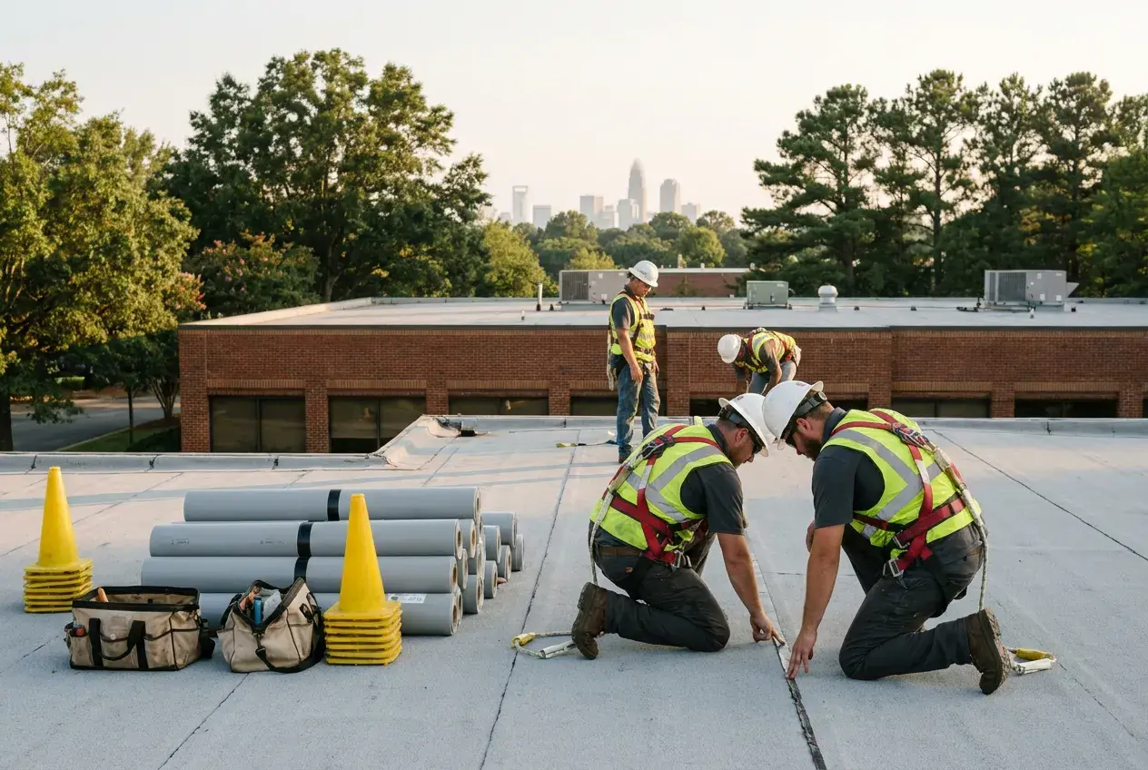 Commercial flat roof inspection