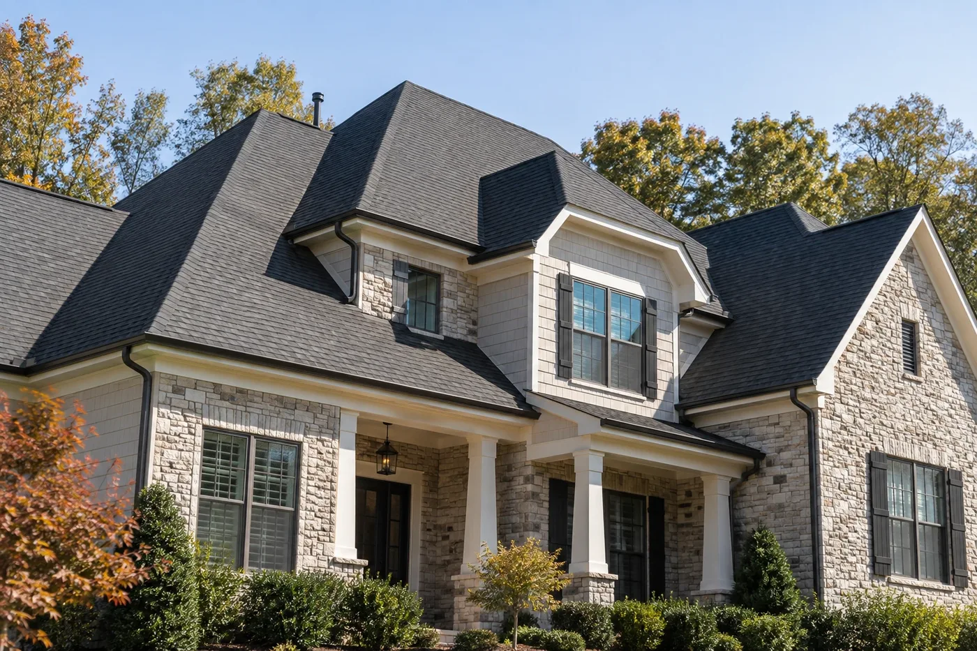 Representative upscale Indian Trail home with a coherent charcoal architectural-shingle roof